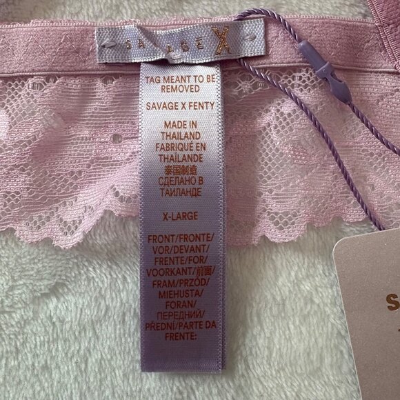 Savage X Fenty Pink Lace Bralette W/ Adjustable Straps & Scalloped Edges Size XL - Picture 7 of 9